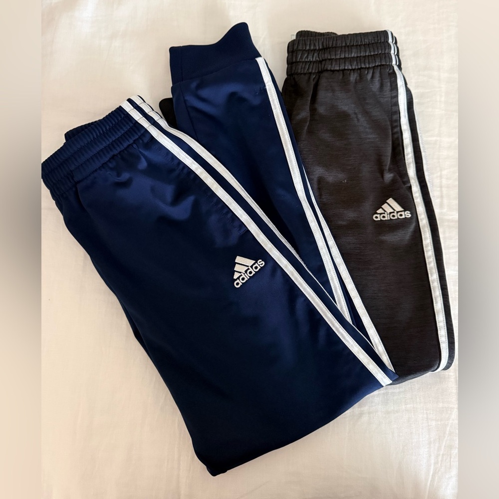 Bundle of Adidas Kids' Blue and Gray Joggers size M (10-12)